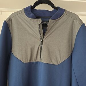 Blue and Gray Half-Zip Pullover